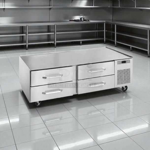 Randell LPRES1L2-82C4 82" refrigerated chef base with 4 drawers, marine edge, excellent condition, tested and working.