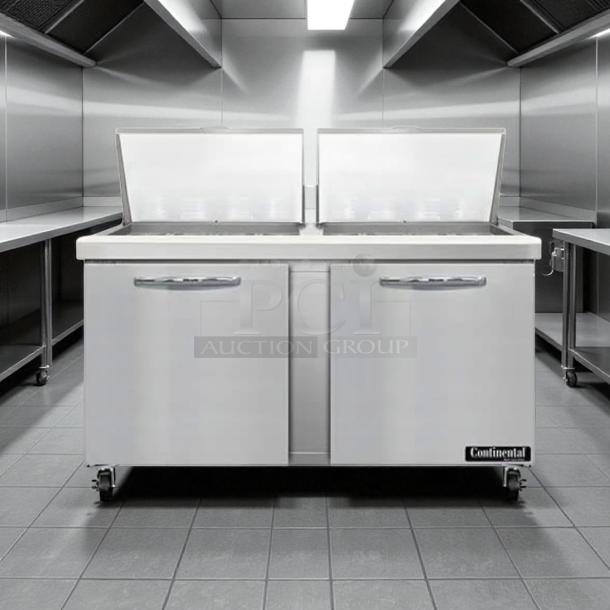 Continental SW60N24M 60" 2-door refrigerated sandwich prep table in great condition, tested and working.