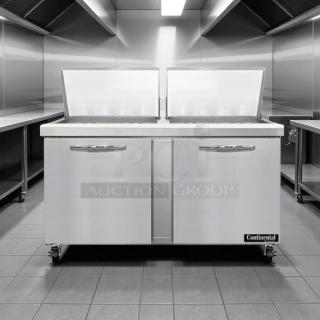 Continental SW60N24M 60" 2-door refrigerated sandwich prep table in great condition, tested and working.