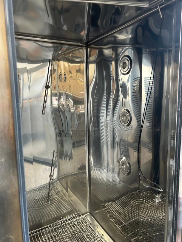 Electrolux Air‑o‑Steam AOS202GTP1 combi oven, natural gas, stainless interior, tested and working, with trays and probes.