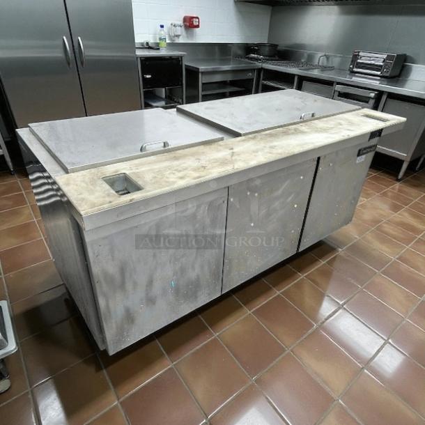 Continental Refrigerator SW72N30M-FB 72" 3-door sandwich prep table, excellent condition, tested and working.