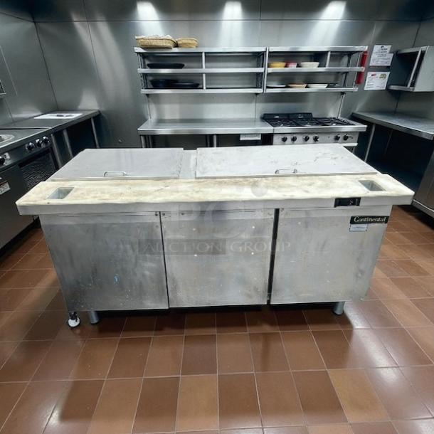 Continental Refrigerator SW72N30M-FB 72" 3-door sandwich prep table, excellent condition, front breathing, tested working.