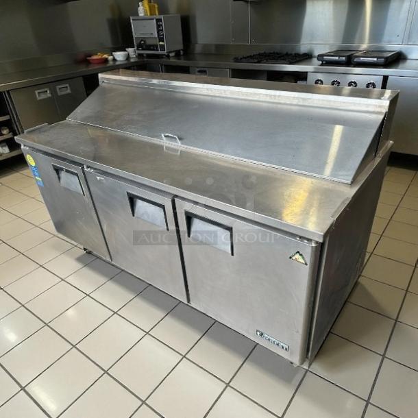 Everest EPBNR3 71" sandwich/salad prep table, stainless steel, refrigerated base, excellent condition, tested and working.