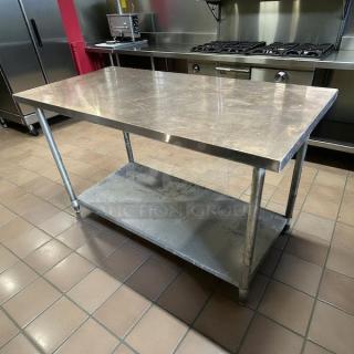 GSW USA WT-P3060 stainless steel work table, 30"x60", excellent condition, features two-tier design with an undershelf.