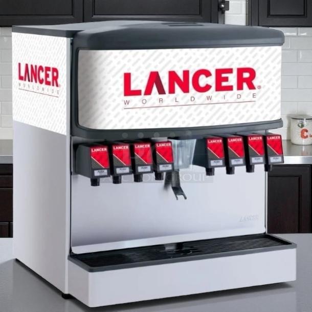 Lancer countertop cube ice & soft drink dispenser, model 85-4548H-111, 250lb storage, tested and working, 115v.
