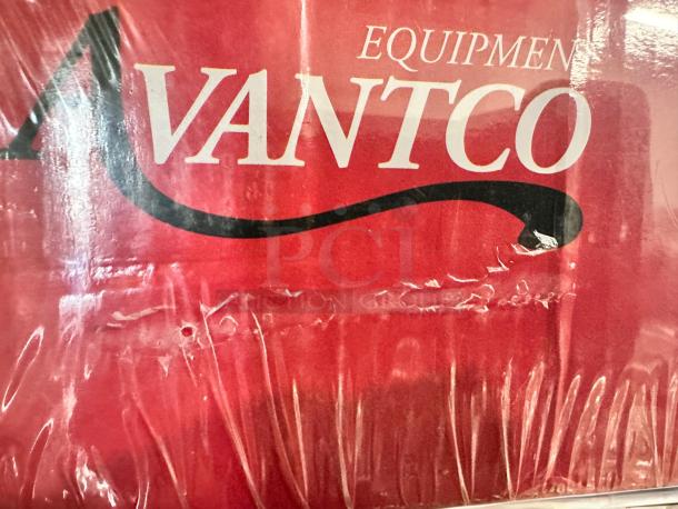 Brand new Avantco 177SW36INCPA 36" strip warmer, infinite controls, 120V/850W, with cord and plug. Clear branding on packaging.
