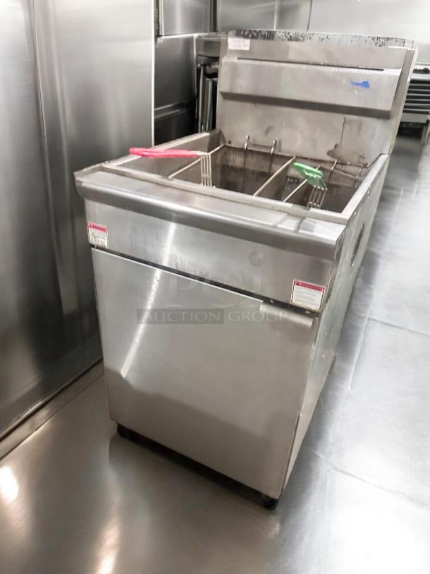 Adcraft GF-150/NG gas fryer, 150,000 BTU, natural gas, stainless steel, excellent condition, fully tested and working.