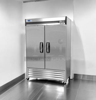 Turbo Air R49-S Reach-In Refrigerator, two solid doors, stainless steel, excellent condition, 115V, fully tested.