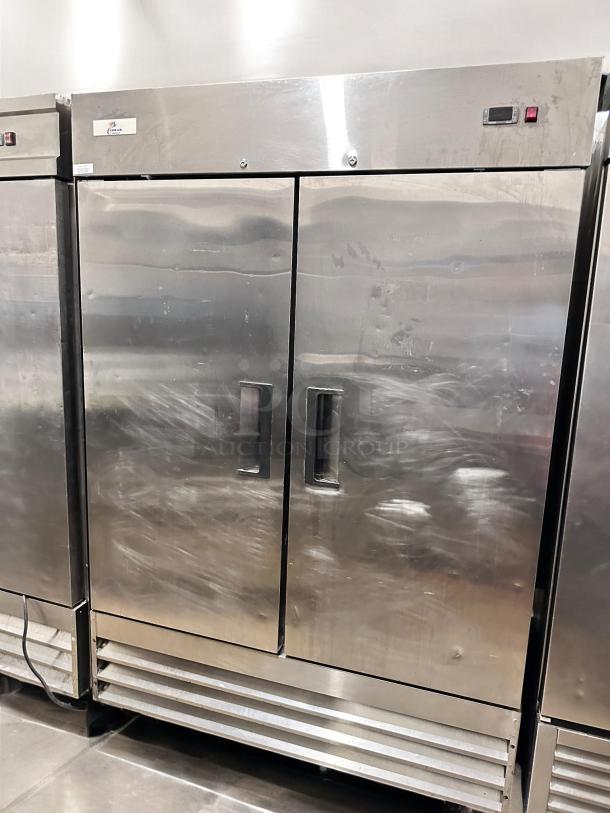 CoolTech A216 Commercial Double Door Refrigerator in superb condition, 115V, stainless steel exterior, fully tested and working.