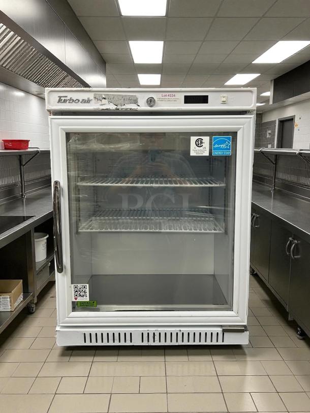 Turbo Air TSU-4RW-N6 countertop vaccine refrigerator, stainless steel, glass door, tested and working, Energy Star label.