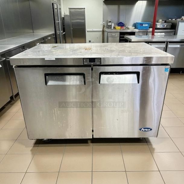 Atosa MGF8402 48-Inch Two-Door Undercounter Refrigerator in excellent condition, stainless steel finish, tested and working.