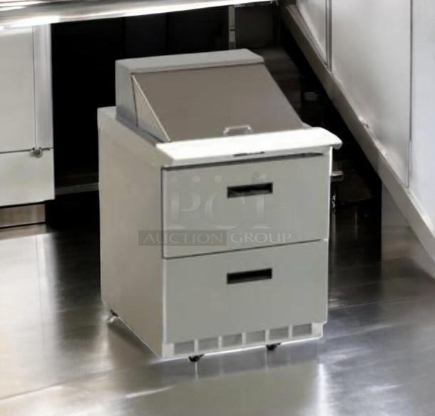 Delfield 4400EL-N12M-A21 refrigerated prep base with drawers, excellent condition, 115V, fully tested, Covington, USA.