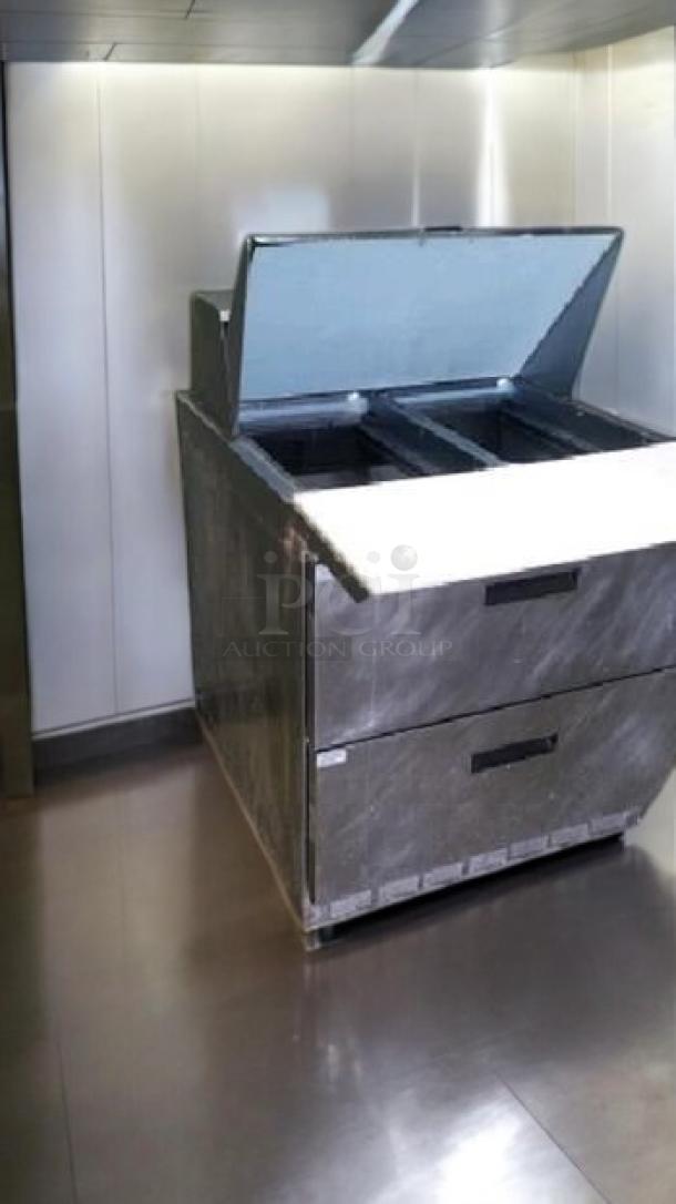 Delfield 4400EL-N12M-A21 refrigerated prep base with drawers, excellent condition, stainless steel, fully tested, 115V.