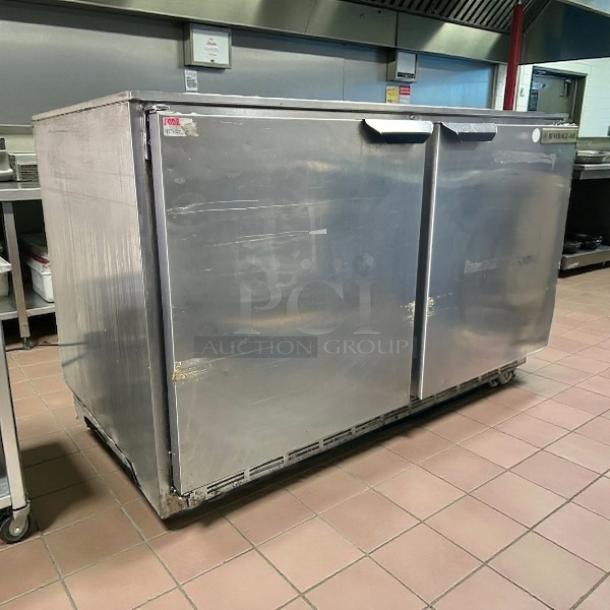 Beverage Air UCR48AHC undercounter refrigerator, 48" wide, two-section, stainless steel, great condition, commercial use.