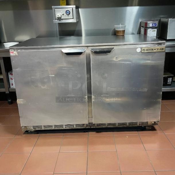 Beverage Air UCR48AHC undercounter refrigerator, 48" wide, stainless steel, two-section, great condition.