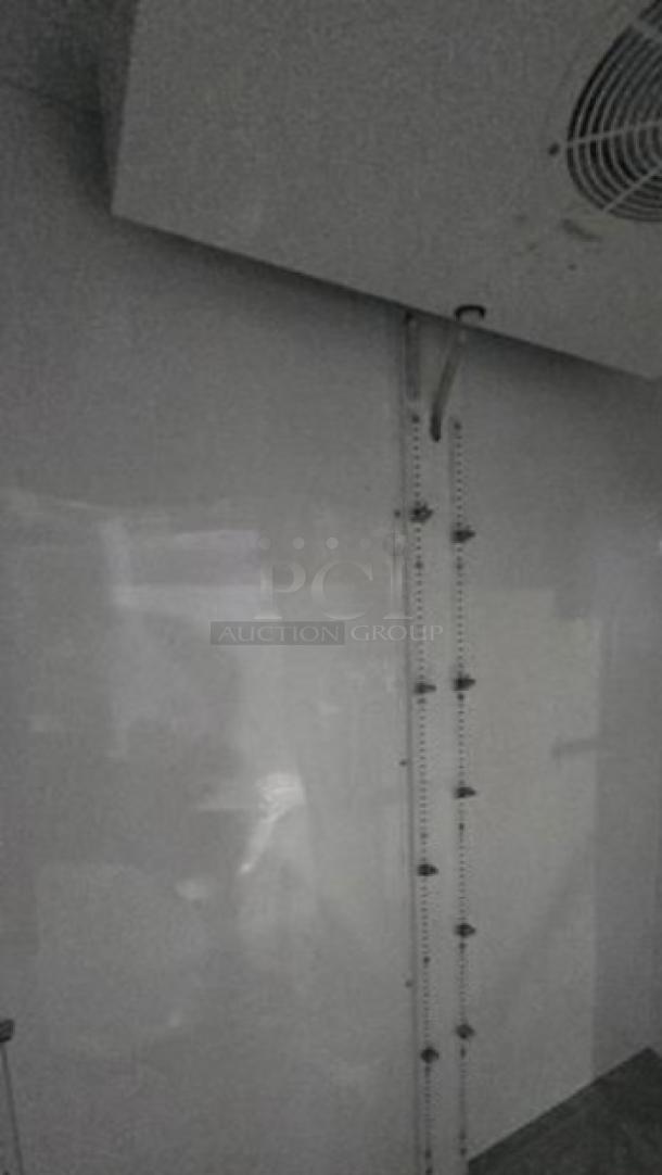 True GDM-45 two-glass door refrigerator, excellent condition, 115V, fully tested. Interior detail showing shelving hooks.