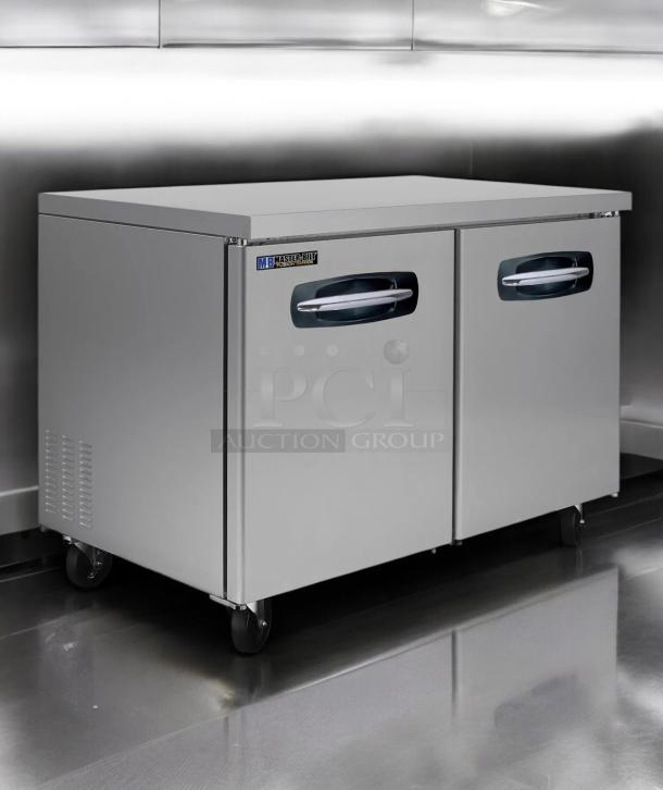 Brand new Blue Air UR48 undercounter refrigerator, dual solid doors, 48" wide, 115V. Tested and fully working.