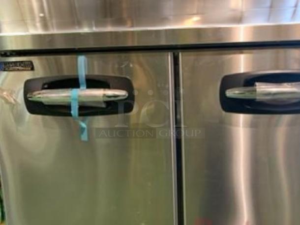 Brand new Blue Air UR48 undercounter refrigerator, dual solid doors, 48” wide, stainless steel finish, 115V, fully tested.