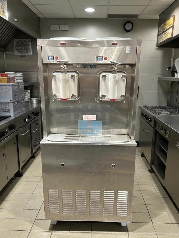 Taylor 772-63 Soft Serve Freezer, floor model, self-contained, two flavor. Tested, working condition, 460v, 3ph.