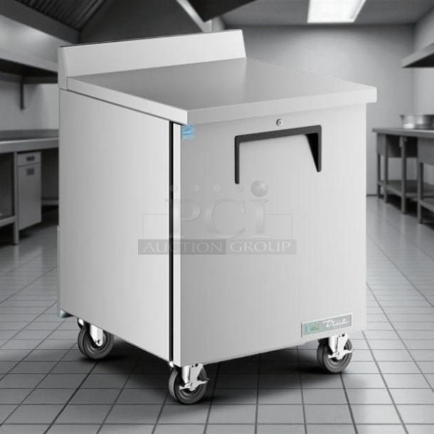 True TWT-27F-HC worktop freezer, 27 5/8" with 3 9/16" backsplash, excellent condition, tested and working, on casters.