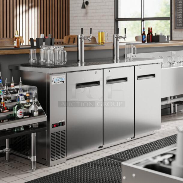 Avantco UDD-72-HC double tap kegerator, stainless steel, excellent condition, visible brand label, tested and working.
