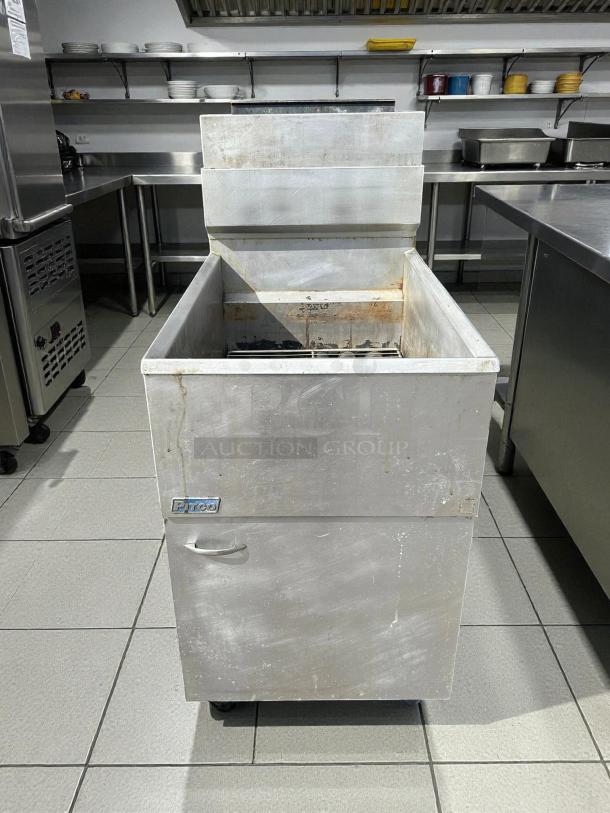 Pitco SG18-S natural gas fryer, 70-90 lb. capacity, in excellent condition, tested and working, visible Pitco logo.