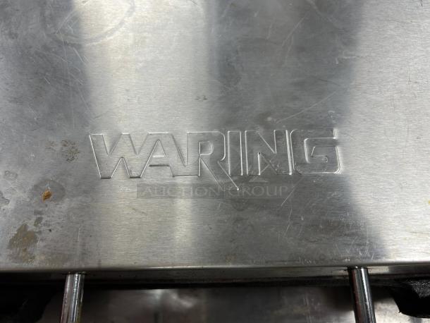 Waring WDG250 Panini Grill with grooved top and smooth bottom. Stainless steel, tested working, excellent condition.