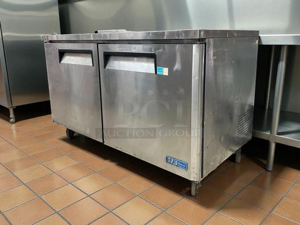 Turbo Air MUR-60-N undercounter refrigerator, 60 1/4"W, two sections, two doors, tested, great condition, 115v.