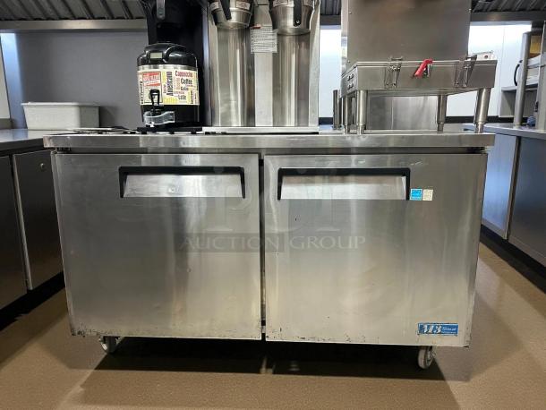 Turbo Air MUR-60-N undercounter refrigerator, great condition, 60 1/4" W, two-section, two-door, 115v, tested and working.