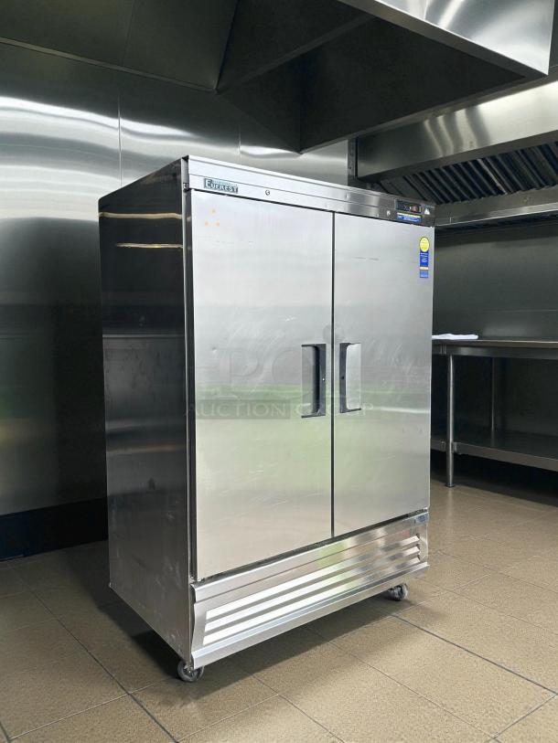 Everest EBR2 54-Inch Reach-In Refrigerator, solid doors, stainless steel, tested working, excellent condition.