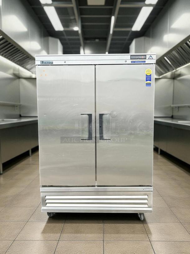 Everest Refrigeration EBR2 54-Inch Reach-In Refrigerator with solid doors, tested and working, in good condition.