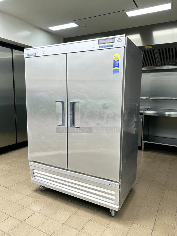 Everest EBR2 54-Inch Reach-In Refrigerator, solid doors, stainless steel, tested and working, excellent condition.