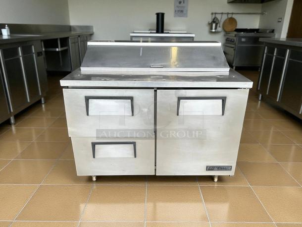True TSSU-48-12D-2-HC 48" refrigerated sandwich prep table, stainless steel, two drawers, tested and working, excellent condition.