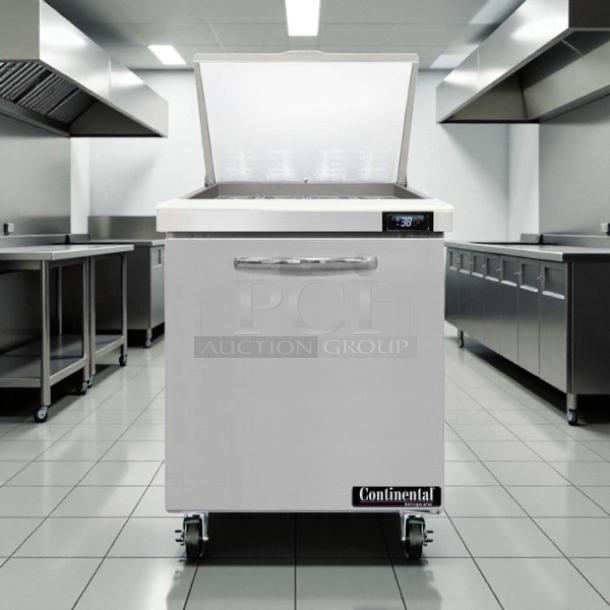 Continental Refrigerator SW27-N-12M prep table, great condition, 27" width, 1 door, temperature display, tested and working.