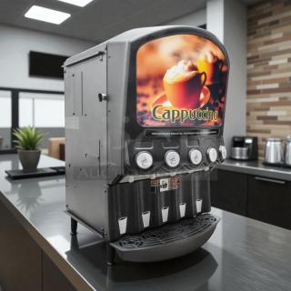 Grindmaster PIC5 five-flavor beverage dispenser in excellent condition, showing cappuccino option. Tested and working.