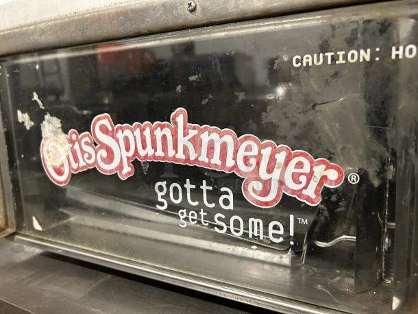Otis Spunkmeyer Model OS-1 convection cookie oven, excellent condition, front logo visible, includes two trays.