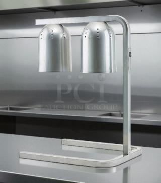 Winco EHL-2C Heat Lamp Electric, dual lamp design, stainless steel, excellent condition, in original packaging.