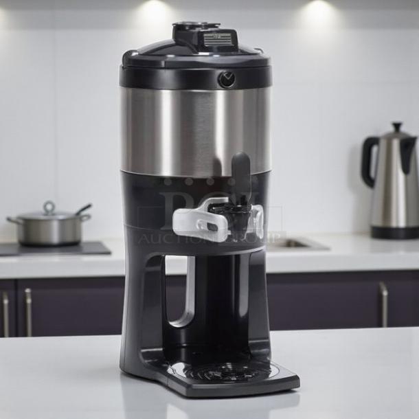 Brand new Bunn 42700.0200 TF 1 Gallon Stainless Steel ThermoFresh Server with digital sight gauge and base, in original box.