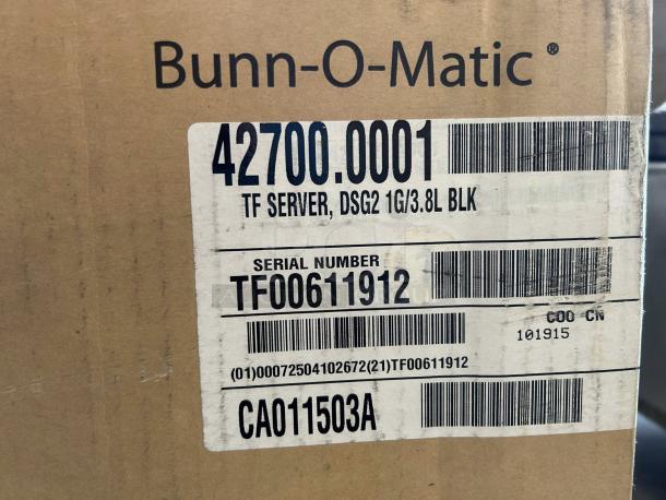 Bunn 42700.0200 TF Server in original box with serial number TF00611912. Features digital sight gauge. Brand new condition.