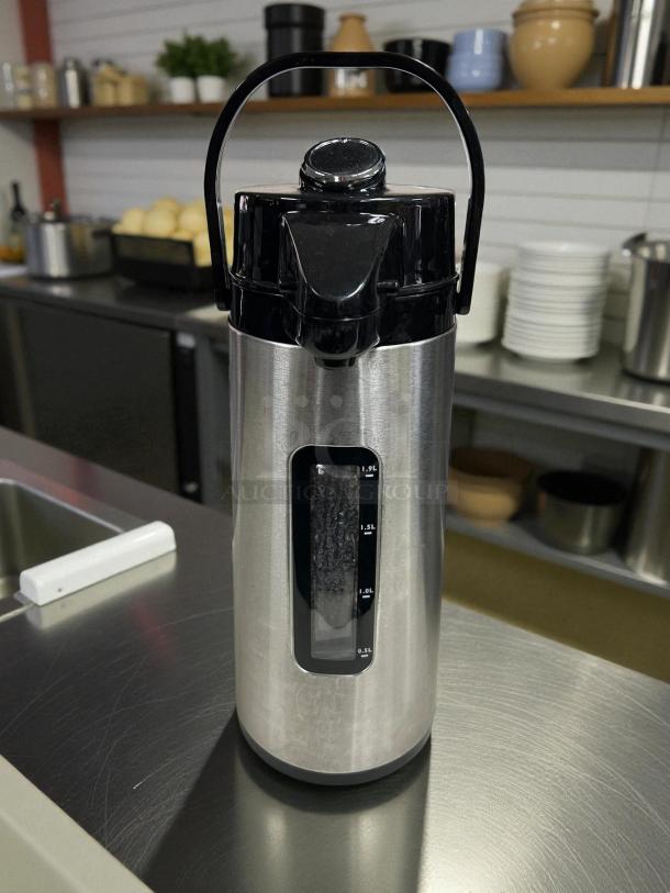 Holiday House APS22GW 2.2L airpot, glass-lined, stainless steel, sight glass, excellent condition, tested, working.