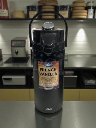 Curtis TLXA2203G000 2.2L lever action airpot, black, glass liner, great condition, French Vanilla label.