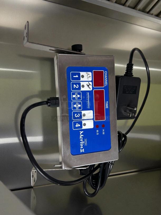 Prince Castle 740-T4 timer with alarm, excellent condition, 4 channels, visible controls, tested and working, 120v power.