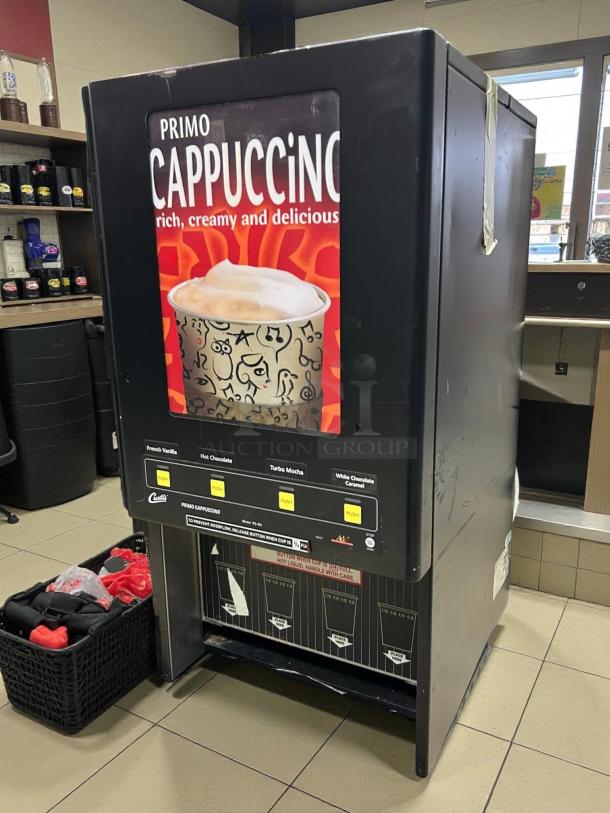Curtis Cafe Series Primo PC4 cappuccino machine, 4 stations, 4 lb. hoppers, excellent condition, tested and working, 120V.