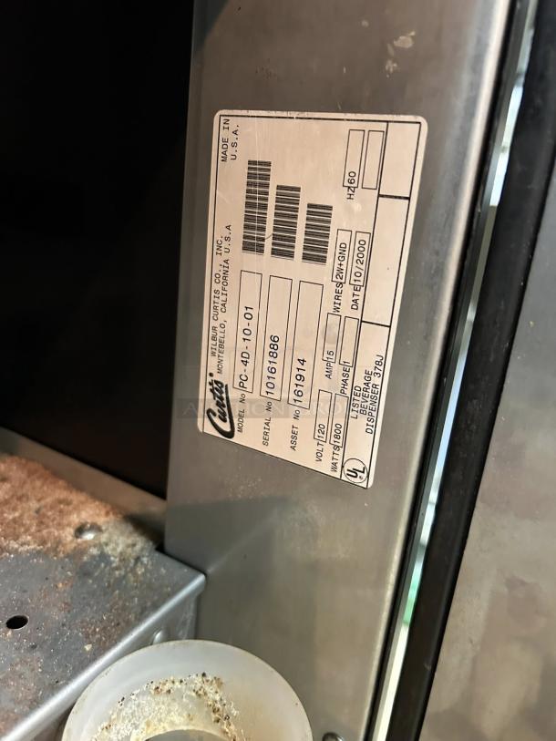 Curtis Cafe Series Primo PC4 Cappuccino Machine, excellent condition, four 4 lb. hoppers, model PC4, tested and working.