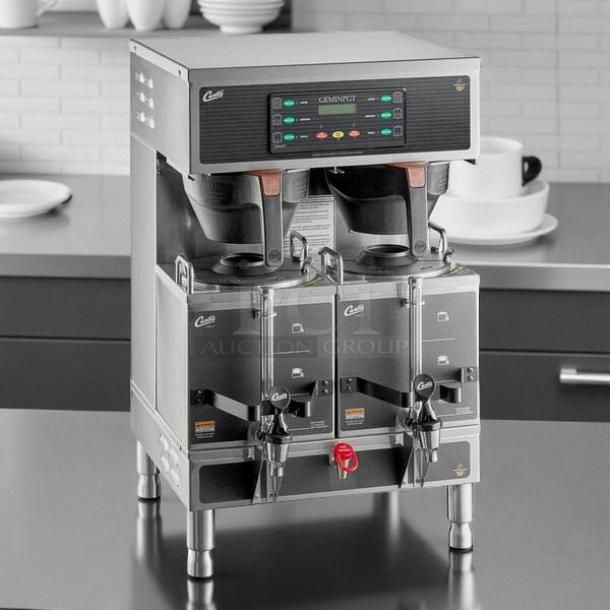 Curtis GEMTS10A1000 G3 Gemini Twin 1.5-Gallon Coffee Brewer, excellent condition, stainless steel, 220V, tested and working.