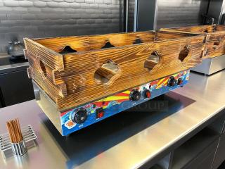 Kanto RJ-27GE electric oden cooking machine with wooden base, vibrant control panel, excellent condition.