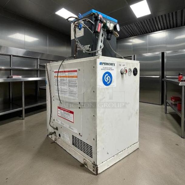 Powerex SF030834BP Oilless Rotary Scroll Compressor, 230v 3ph, excellent condition, visible model and safety labels.