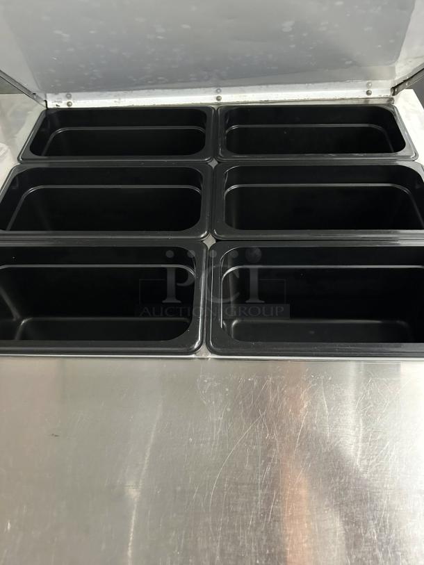 Continental Refrigerator SW60-24M prep unit, stainless steel, 60" width, open top with six compartments, fully tested.