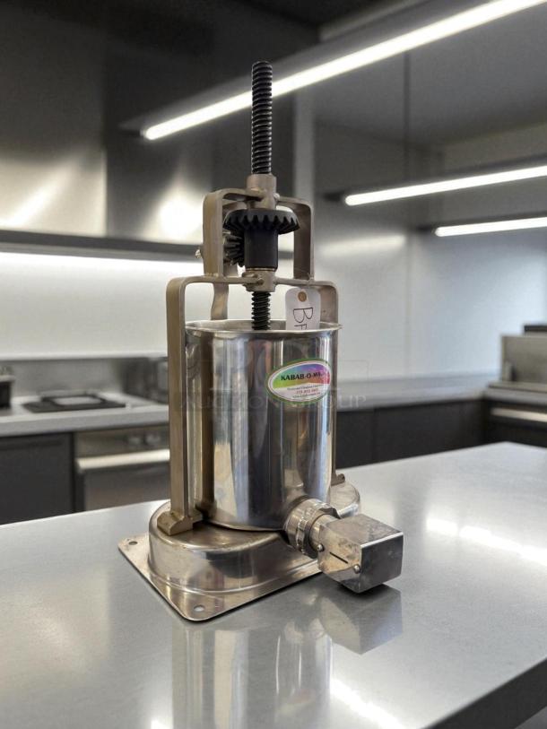 Kabab-O-Matic commercial kebab maker in excellent condition, stainless steel, with visible model label.