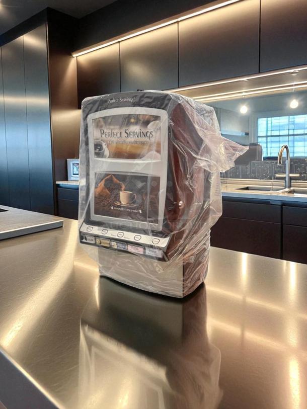 Brand new Perfect Servings® UV-PSPD-5-AV-BL-T-B automatic powder dispenser, in packaging, commercial grade, 120V, 60Hz.